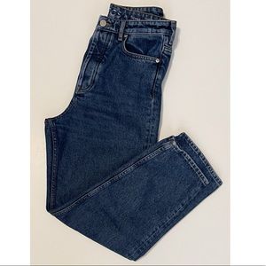 Tapered leg high rise jeans